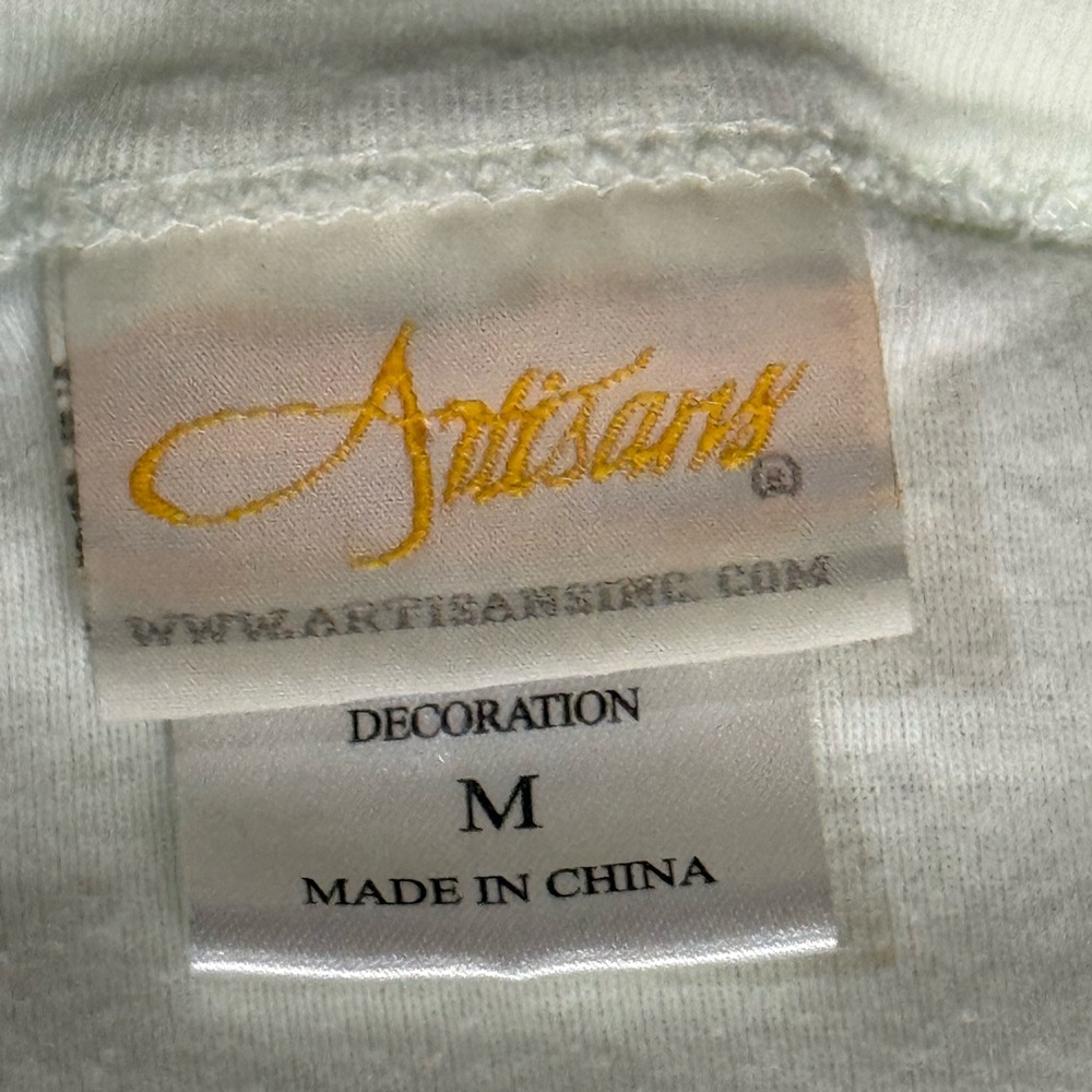 Artisans Woodland Serenity Nature Green 3/4 Length Sleeve Embellished Top M - Picture 4 of 10